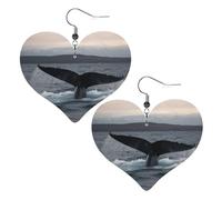 Humpback Whale Tail Women's Leather Earrings Heart Hook Earring Lightweight Dangle Drop for Women Jewelry