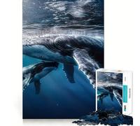 Humpback Whales Motherhood Jigsaws 1000 Pieces for Adults Brain Exercise Snug Edge Real Challenge Art Display (38x26cm)