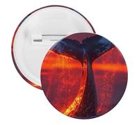 Humpback Whales Tail Round Tinplate Brooches Colorful Fashion Button Pins Badge for Backpacks Shirts Scarf