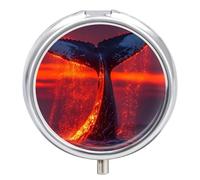 Humpback Whales Tail Travel Pill Organizer Portable Round Dispensers Medicine Case Daily Compartments for Easy Access