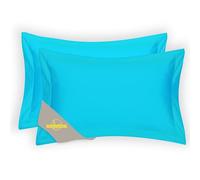 Humra London 2 Pack 100% Brushed Microfiber 1800 Oxford Pillowcases, Stain Fade and Wrinkle Resistant, Soft and Cozy Oxford Pillow Cases | Hotel Quality Pillow Sham, 45x78 cm, 2'' stich (Sky Blue)