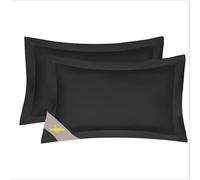 Humra London 2 Pack 100% Brushed Microfiber 1800 Oxford Pillowcases, Stain Fade and Wrinkle Resistant, Soft and Cozy Oxford Pillow Cases | Hotel Quality Pillow Sham, 45x78 cm, 2'' stich (Black)