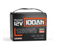 HumsiENK 12V 100Ah Deep Cycle LiFePO4 Battery Group 24 IP67 100A BMS 1280Wh 15000+ Cycles for RV Marine Solar Off-Grid Camping Trolling Motor