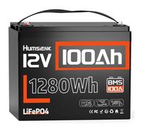 Humsienk 12V 100AH LiFePO4 Battery,1280Wh Lithium Battery built in 100A BMS & Low Temperature Protection, Max.15000 Deep Cycles,for RV, Boat,Campervan,Backup Power,Home Energy Storage