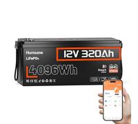 HumsiENK 12V 320Ah LiFePO4 Lithium Leisure Battery for Home RV Solar and Marine Power with Bluetooth 4096Wh High Capacity Built in 250A BMS for Long Lifespan and Safe Low Temp Operation