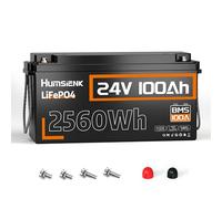 Humsienk 24V 100Ah LiFePO4 Lithium Leisure Battery, 2560Wh Deep Cycle with 100A BMS, 15000+ Cycles & 10 Years Life, Low-Temp Protection, for Campervan, Motorhome, RV, Solar, Marine, Off-Grid