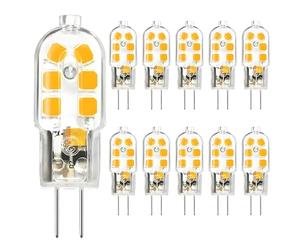 Humu G4 Led Bulbs 2W Cool White,Equivalent 20w Halogen Bulbs,Non-dimmable,Non-Flicker,AC/DC 12V,12 SMD 2835,200LM,3000K,10 Packs