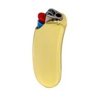 HUMWE Heavy-Duty Banana Shape Metal Lighter Case Cover Holder Sleeve Pouches Grasps Comfort for BIC Full Size Lighter J6 (Golden-Standard)