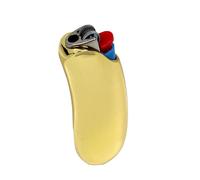 HUMWE Portable Banana Shape Metal Lighter Case Cover Holder Sleeve Pouches Grasps Comfort for BIC Mini Size Lighter J5 (Golden-mini)