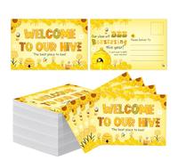 Humyoun 100 Pcs Bee Themed Welcome Back to School Blank Postcards 4"x6" Teacher Postcards for Students Welcome to Our Hive Cards for Kindergarten Elementary Preschool Back to School Supplies