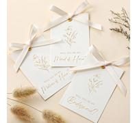 Humyoun 11 Pcs Bridesmaid Proposal Card with Ribbon Bow Floral Metallic Bridal Gift 8 Will You Be My Bridesmaid 2 Maid of Honor 1 Matron of Honor Invitation for Bridal Shower(White, Beige)