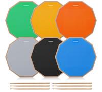 Humyoun 12 Inches 6 Pieces Drum Practice Pad and Sticks Set Double Sided Silent Snare Drum Pads with 6 Pairs 5a Sticks Silicone Surface Drumming Trainer for Beginners Quiet Snare Practice
