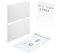 Humyoun 2 Pcs 11 x 17 Inch 3 Ring Binders 1 Inch Rings Heavy Duty View D Ring Binders Economy Holds 11" x 17" Paper for Artwork Blueprints, Office, Home, Work Places(White)