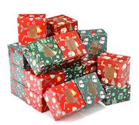 Humyoun 24 Pcs Christmas Cookie Boxes with Windows 3.94 x 3.94 x 2.56 Inches Bakery Boxes Christmas Treat Box Small Gift Giving for Holiday Party Favor Pastries, Cupcakes, Cookies, Donuts