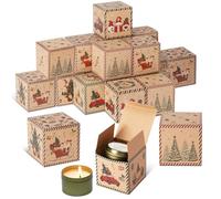 Humyoun 24 Pcs Mini Christmas Candle Boxes Small Christmas Gift Boxes with Lids 3 x 3 x 3 Inches Xmas Candle Packaging Candy Cookie Treat Kraft Bags for Gift Wrapping Xmas Party Decorations (Gnome)