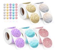 Humyoun 2500 Pcs 2 Inch Circle Thermal Sticker Labels Self Adhesive Round Direct Thermal Labels Multipurpose Thermal Printer Stickers for DIY Logo Design, Qr Code, Name Tag (Glitter Color)