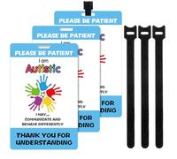 Humyoun 3 Sets Autism Safety Tag Card with Loop Fastener Strips Autism Medical ID Tag Accessories for Travel Communication (Palm Style)