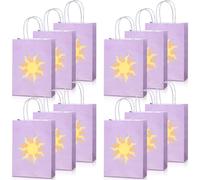 Humyoun 30 Pcs Princess Gift Bags Purple Sun Birthday Party Favors Goodie Candy Treat Paper Bag with Handle Bulk Princess Birthday Wedding Party Supplies Decorations, 8.3 x 5.9 x 3.2 Inch