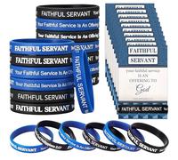 Humyoun 30 Sets/ 60 Pcs Faithful Servant Silicone Wristbands with Bible Verse Cards, Christian Party Gift Religious Rubber Bracelets Wristbands for Bible Church