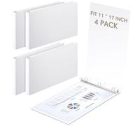Humyoun 4 Pcs 11 x 17 Inch 3 Ring Binders 0.5 Inch Rings Heavy Duty View D Ring Binders Economy Holds 11" x 17" Paper for Artwork Blueprints, Office, Home, Work Places(White)