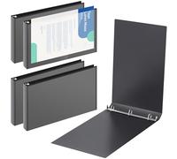 Humyoun 4 Pcs 11 x 17 Inch View Binders with Cover Pocket 2 Inch 3 Rings Heavy Duty View D Ring Binders Economy Holds 11" x 17" Paper for Artwork Blueprints, Office, Home, Work Places (Black)