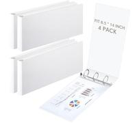 Humyoun 4 Pcs 8.5'' x 14'' Landscape 3 Ring Legal Size Binders 2 Inch Round Ring Binders Heavy Duty Economy Holds 8.5 '' x 14'' Paper for Artwork Blueprints, Office, Home, Work Places (White)