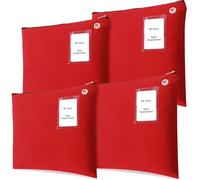 Humyoun 4 Pcs Interoffice Mailer Canvas Transit Sack Zipper Bag 18" x 14" Large Zipper Pouch with Grommet Interoffice Mail Bag (Red)