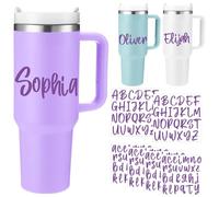 Humyoun 6 Sheets UV DTF Cup Wrap Letters Custom Vinyl Name Decals Personalized Waterproof Split Letter Monogram Stickers for 14-40oz Tumbler Cups Graduation Beach Water Bottle DIY Crafts(Purple)