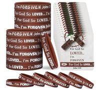 Humyoun 60 Pcs/30 Sets for God So Loved Silicone Wristbands with Cards Include 30 Religious John 3: 16 Wristband 30 Crown of Thorns Cards for Sunday School Motivation Support Church Supplies