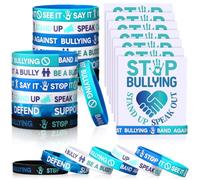 Humyoun 60 Pcs Anti Bullying Silicone Wristbands with Cards Bulk