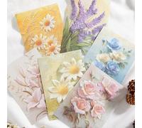 Humyoun 60 Pcs Seasonal Floral Style Scrapbook Paper 6 Floral Styles Embossed Planner Paper Scrapbooking Supplies Kit for Vintage Crafts DIY Art Card Junk Journal