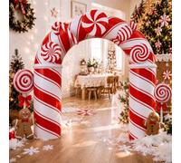 Humyoun 7 Pcs Christmas Candy Cane Arch Cardboard Castle Boxes Set | Stand up Candy Cane Playhouse, Photo Booth Props, Background for Xmas Winter Birthday Holiday Party Decoration