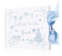 Humyoun 8.5 x 7 Inch Wedding Guest Book Letters to the Bride Scrapbook Wedding Memory Book Bridal DIY Blank Paper Scrapbook Photo Album Guest Sign (Blue,Bow)