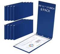 Humyoun 8 Pcs 3 Ring Binders Rings Heavy Duty View D Ring Binders Economy Holds 11" x 17" Paper for Artwork Blueprints, Office, Home, Work Places(Navy Blue,2 Inch)