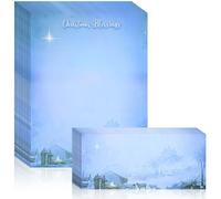 Humyoun 80 Sets Wondrous Light Religious Christmas Stationery Paper with Envelope Nativity Scene Christmas Letterhead Paper Holiday Paper for Letter Writing Greeting Card Invitation, Not for Printers