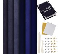 Humyoun Book Binding Cloth Kit, Includes 12''x16'' Bookcover Cloth Fabric 24 Decorative Corners 3 Iron on Vinyl Sheets Bone Folder Tools, Backing Paper,for Old Book DIY Craft Supplies(Blue Series)