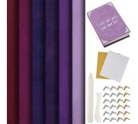 Humyoun Book Binding Cloth Kit, Includes 12''x16'' Bookcover Cloth Fabric 24 Decorative Corners 3 Iron on Vinyl Sheets Bone Folder Tools, Backing Paper,for Old Book DIY Craft Supplies(Purple Series)