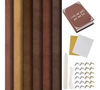 Humyoun Book Binding Cloth Kit, Includes 12''x16'' Bookcover Cloth Fabric 24 Decorative Corners 3 Iron on Vinyl Sheets Bone Folder Tools, Backing Paper,for Old Book DIY Craft Supplies(Brown Series)