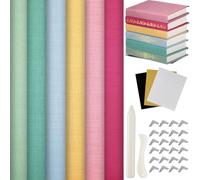 Humyoun Book Binding Cloth Kit, Includes 12''x16'' Bookcover Cloth Fabric 24 Decorative Corners 3 Iron on Vinyl Sheets Bone Folder Tools, Backing Paper,for Old Book DIY Craft Supplies(Warm Color)