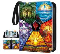 Humyoun Card Binder 4/9 Pocket PU Waterproof Trading Binder Compatible with Mtg for 400/900 Portable Album Holder with Zipper Wristband Card Organizer Book Case(Magic,9.8 x 7.7 x 2 Inch)