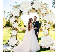 Humyoun Giant Paper Flowers Artificial Paper Flower Decorations for Wedding Graduation Bridal Shower Birthday Handcrafted Wall Backdrop Table Centerpieces Party Supplies (White,6 Pcs)
