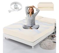 HUNAIGEE Grounding Bed Sheet 35cm Deep Beige Fitted Sheet, Fitted Earthing Sheet Grounding Sheets for Improving Sleep Better with Anxiety Organic Cotton & Silver Fiber 180x200cm