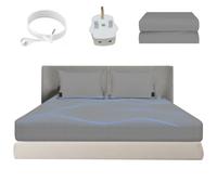 HUNAIGEE Grounding Bed Sheet 35cm Deep Gray Fitted Sheet, Fitted Earthing Sheet Grounding Sheets for Improving Sleep Better with Anxiety Organic Cotton & Silver Fiber 180x200cm