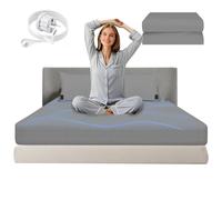 HUNAIGEE Grounding Fitted Sheets 150 x 200 x 33 cm Grounding Bed Sheet with EU Grounding Cable Grounding Sheet Made of 95% Organic Cotton with 5% Silver Chamfer Grounding Mat for Bed Grey