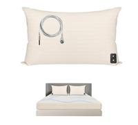 HUNAIGEE Grounding Pillowcase Conductive Earthing Pillowcase with 15ft UK Grounding Cord Grounding Mat Silver Fiber for Better Sleep Beige 51x76cm