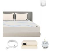 HUNAIGEE Grounding Sheet Earthing UK Soft Grounding Mat for Bed Conductive Grounding King Size Bed Sheet with 15ft Grounding Cord Cotton Silver Fiber Better Sleep Relieve Pain 150x200cm Beige