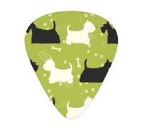 Hund Silhouette Scottie Westie Tier,12 Pcs Guitar Pick,3 Different Thickness Plectrums for Acoustic Guitar Bass Ukulele (0.46mm 0.96mm 0.71mm)