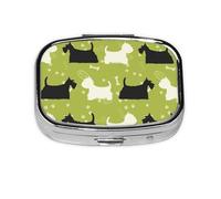 Hund Silhouette Scottie Westie Tier,Meta Pill Box 2 Compartment Medicine Case,Portable Organizer