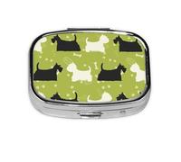 Hund Silhouette Scottie Westie Tier,Meta Pill Box 2 Compartment Medicine Case,Portable Organizer,Rectangle Meta Portable Organizer Pill Box 399 Compartment Medicine Case