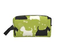 Hund Silhouette Scottie Westie TierLarge Capacity Cosmetic Organizer，Travel Makeup Bag for Women
